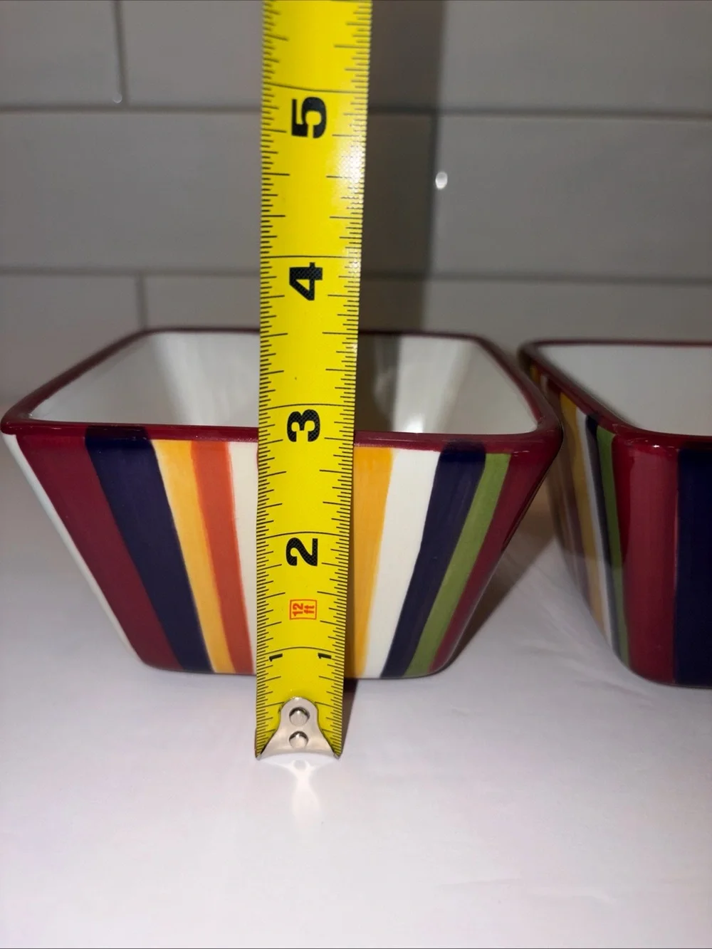 Pampered Chef Simple Additions Striped Appetizer Snack Bowl Set Of 2 4 1/2”